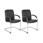 MONACO VISITORS CHAIR CANTILEVER BASE ARMS PU BLACK SET 2
