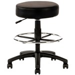 YS DESIGN UTILITY STOOL WITH DRAFTING RING BLACK FRAME AND PU COVER
