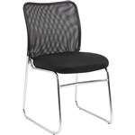 STUDIO VISITOR CHAIR MESH BACK CHROME SLED BASE BLACK